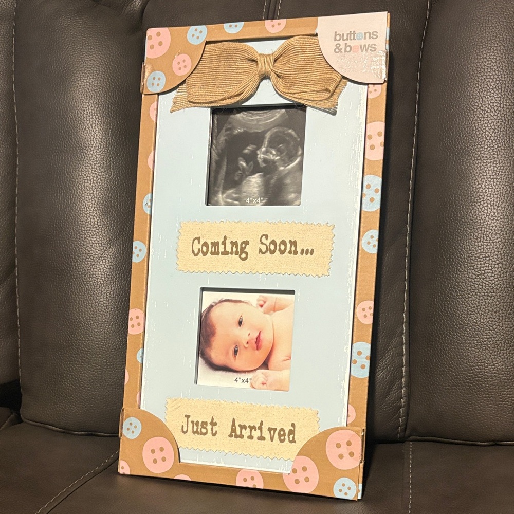 Baby Arrival Photo Frame - Blue and Brown